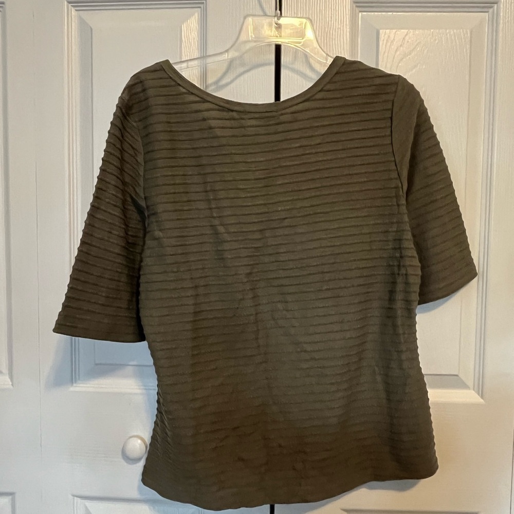 Olive green striped boho style shirt